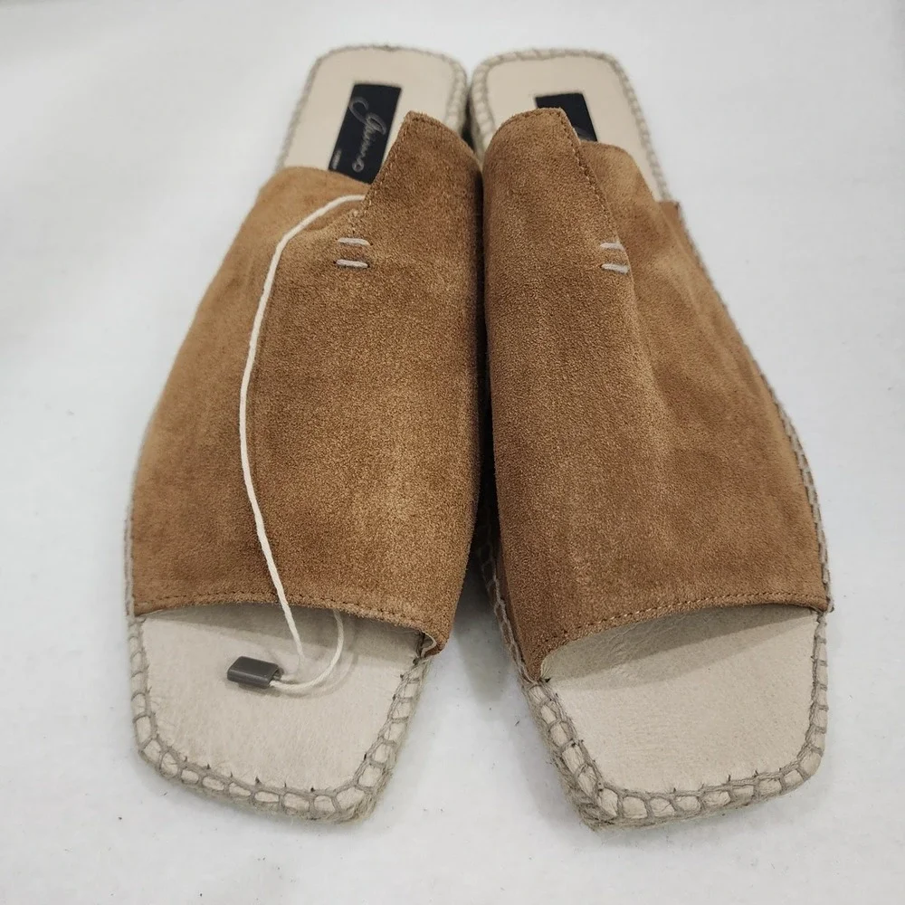 Gaimo Women Eu 42 Us 11 Slide Brown Suede Comfort Slip On Espadrille Sandals